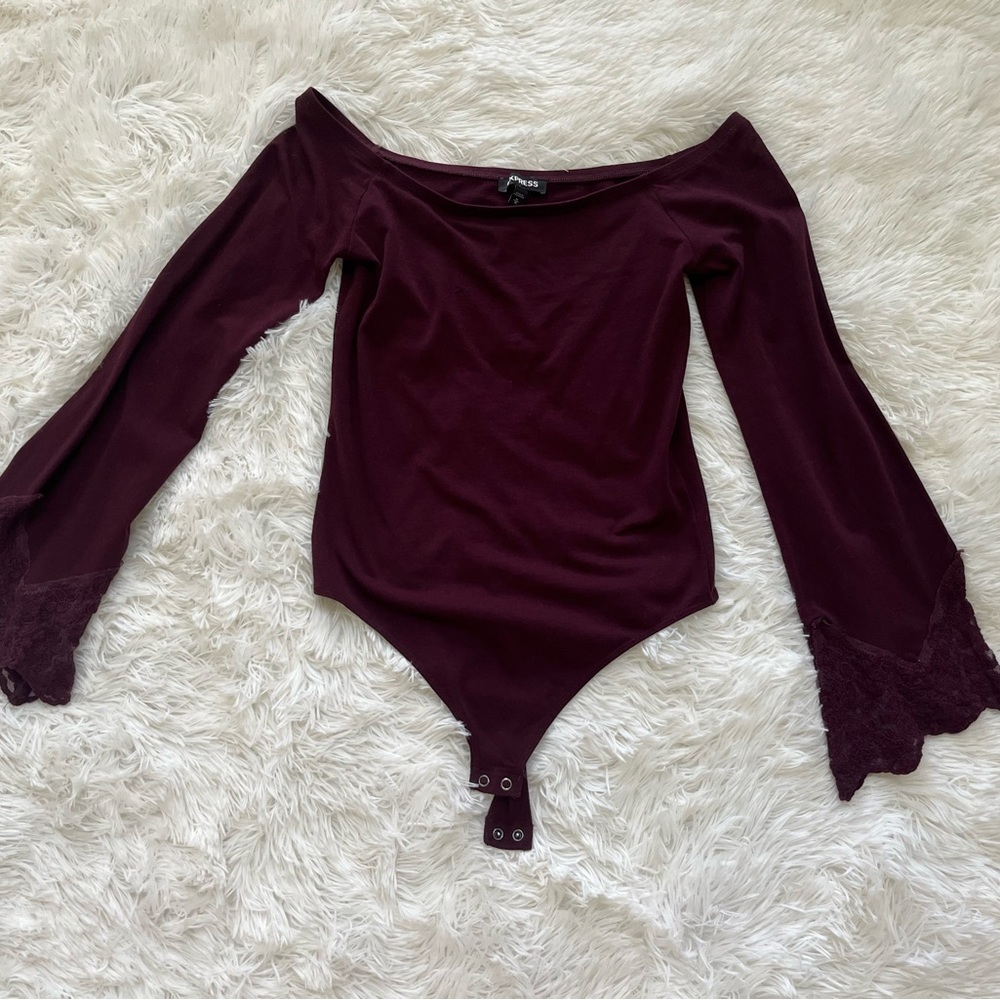 Express thong body suit burgundy
